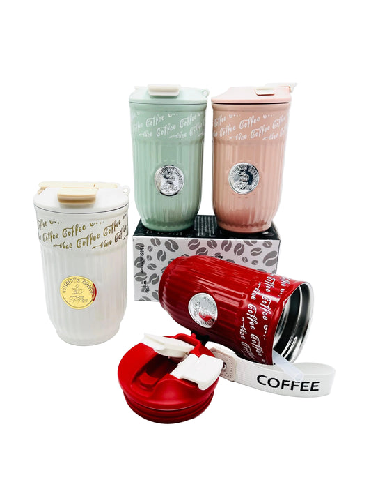 Premium Ribbed Coffee Travel Mug – 400ml